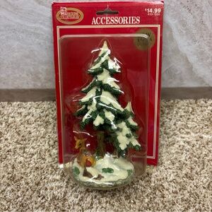 Vintage Dickens Collectables resin Christmas Tree with Deer and cardinal